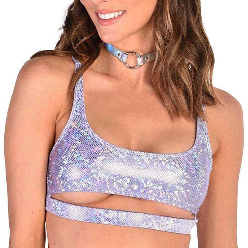 Iheartraves Iridiscent Purple Cut Out Bralette